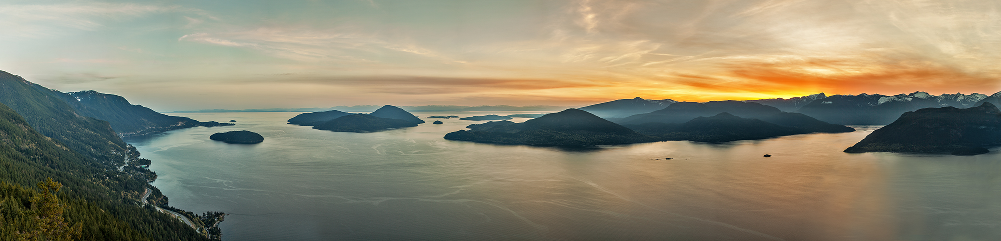 Ultra-High-Resolution-Panoramic-Image-Howe-Sound-Highway-99-Tunnel-Bluffs-Sunset-BC-Canada